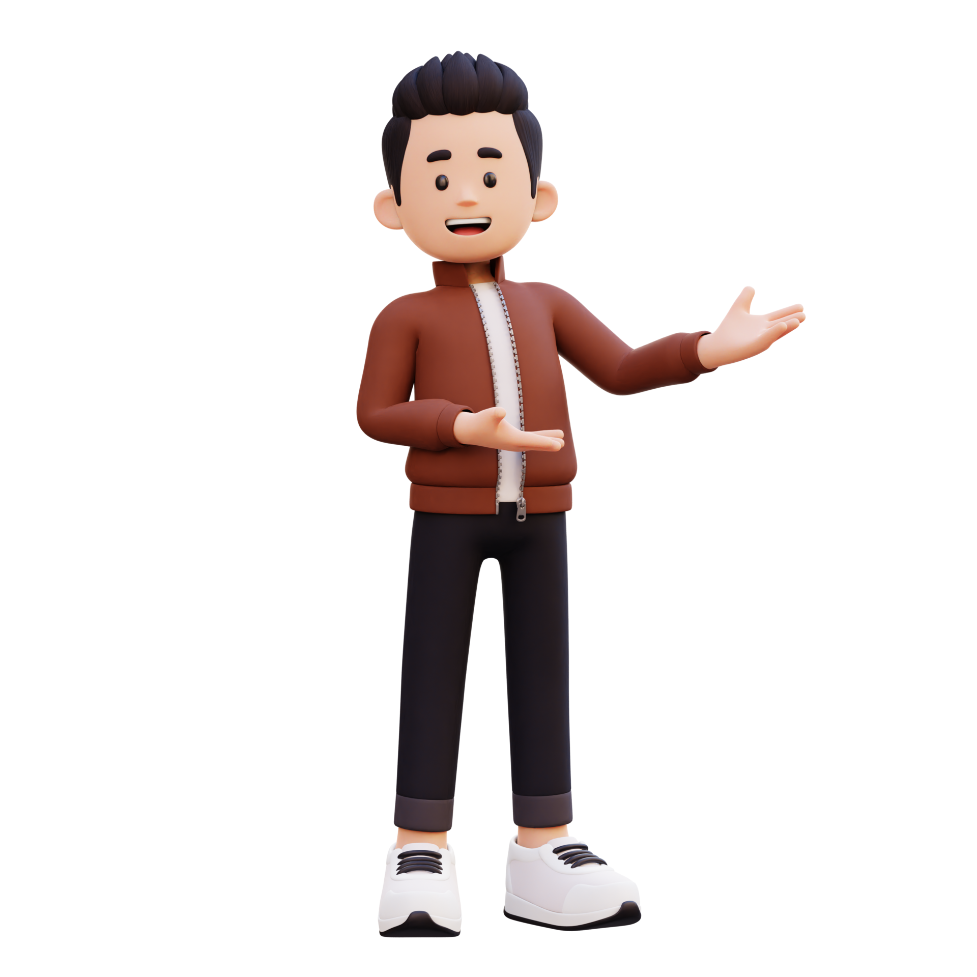 3d male character presenting to the left 24132260 PNG