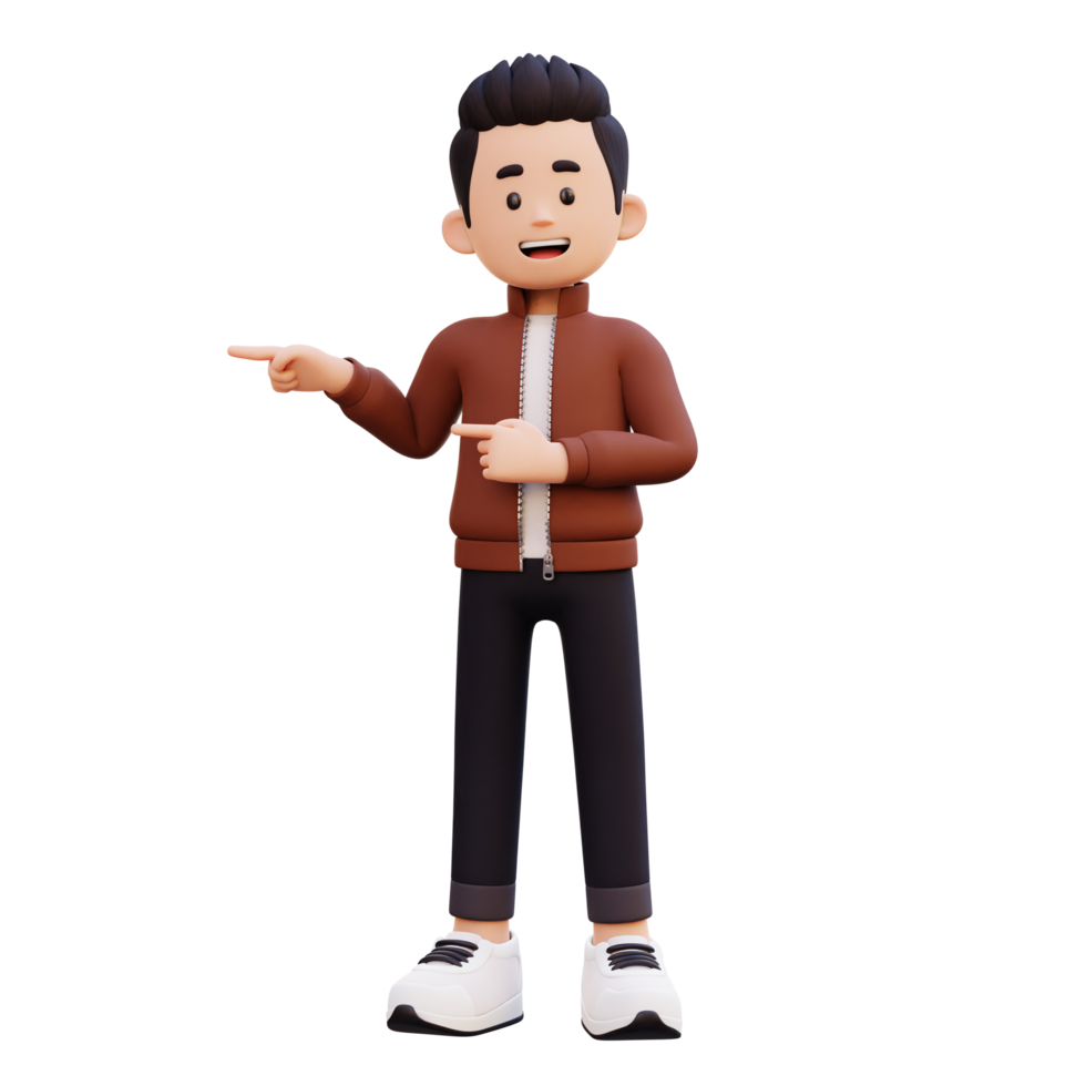 3d male character pointing right png