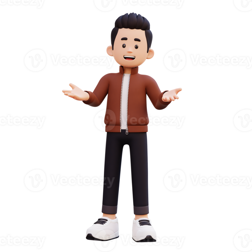 3d male character talking png