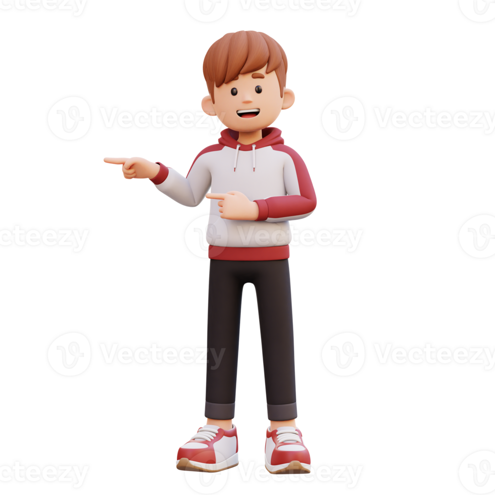 3d male character pointing right png
