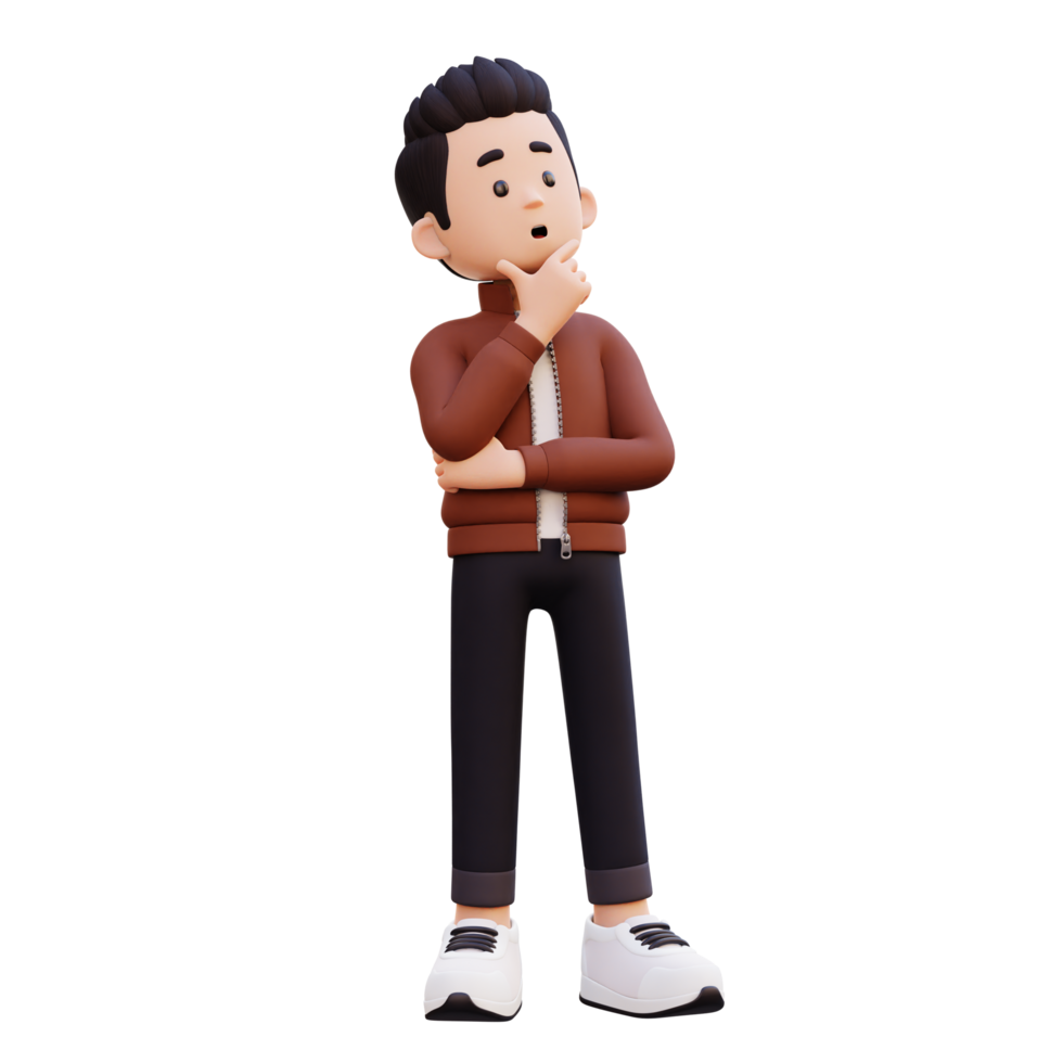 3d male character thinking png