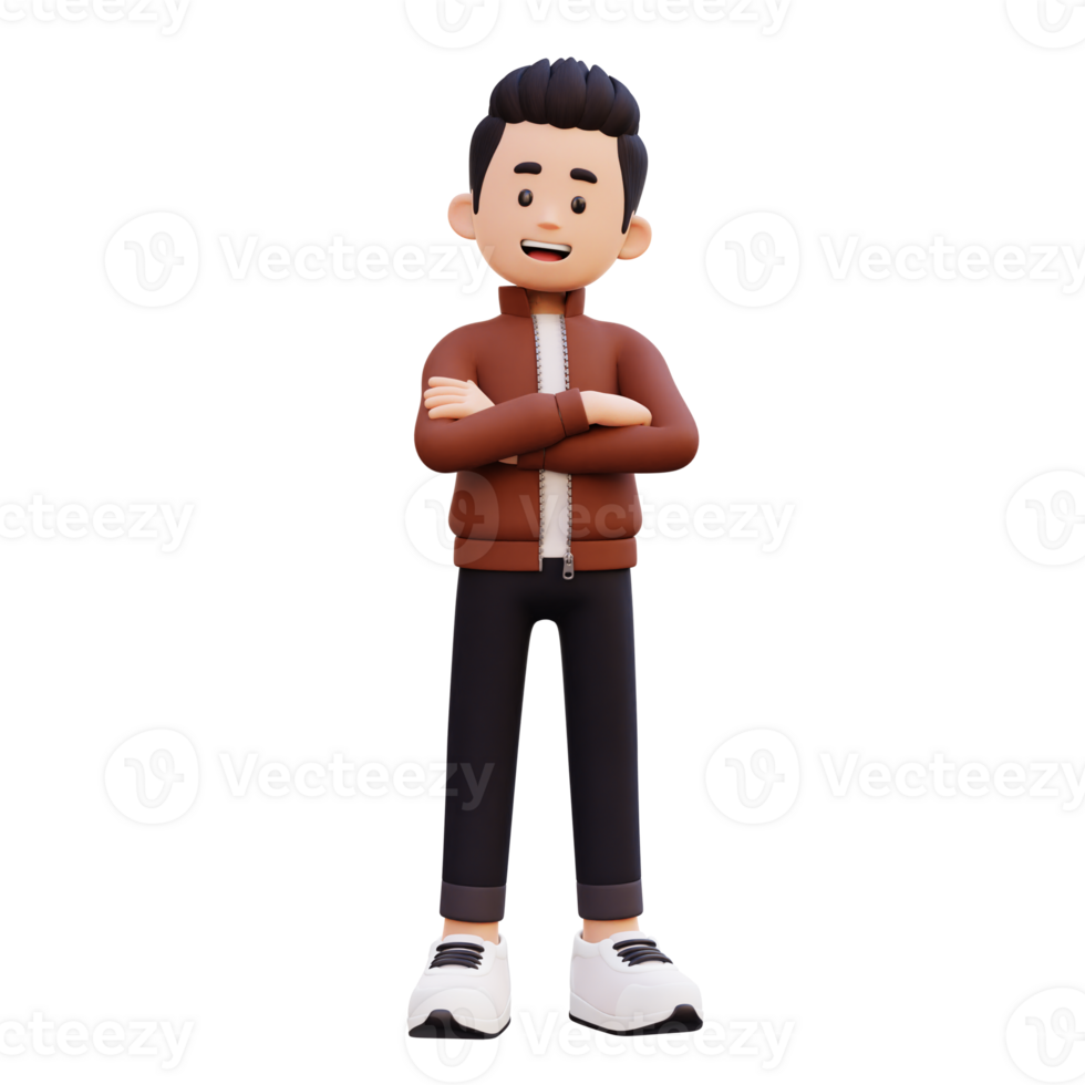 3d male character arm crossed 24132302 PNG