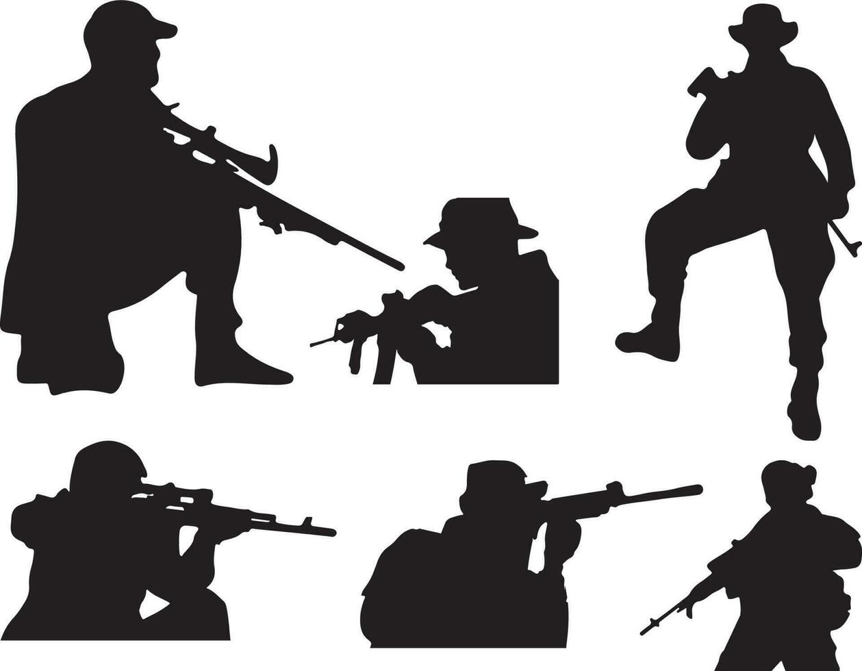 Armed forces high quality detailed silhouette of military army soldier. vector