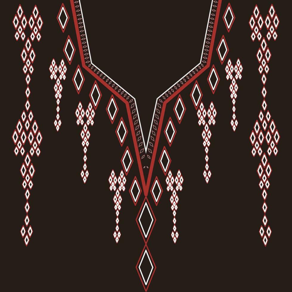 Traditional geometric ethnic embroidered neckline vector
