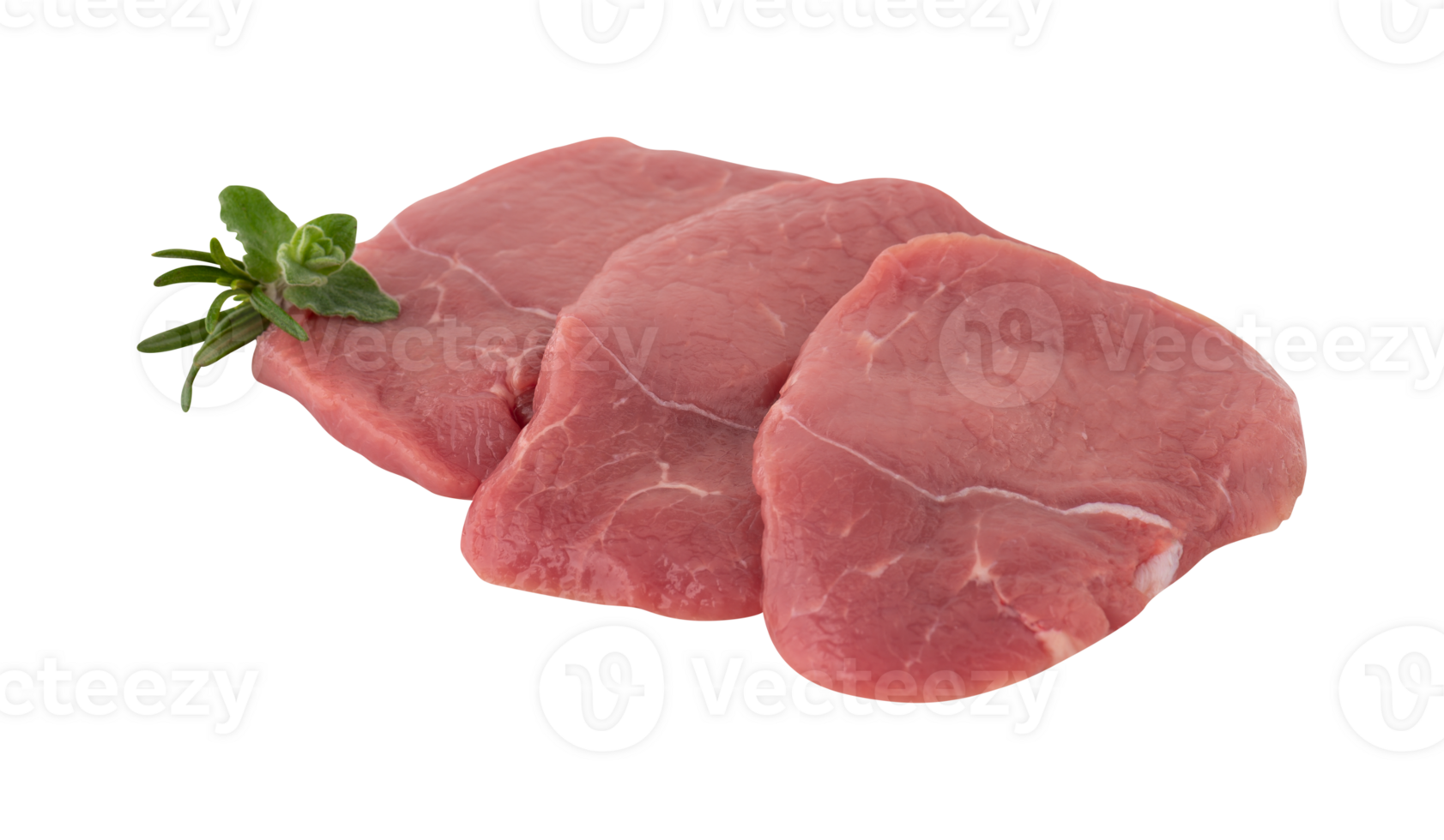Fresh pork, cut into pieces, steak ready to be grilled with cut out isolated on transparent background png