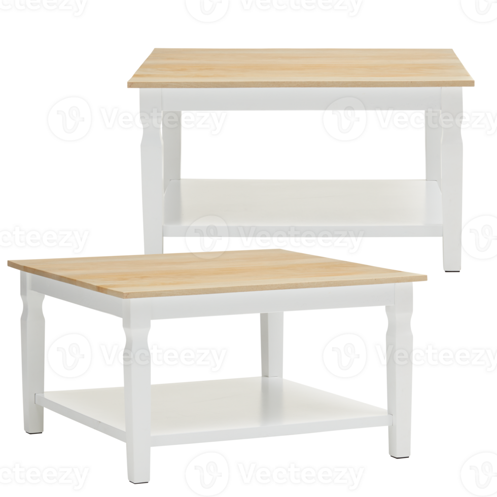 Oak table decorated in the bedroom with cut out isolated on transparent background png