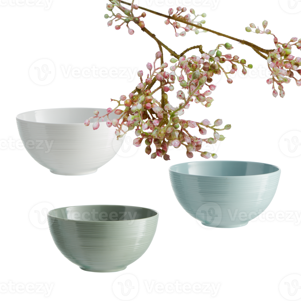 Set of cups, plates, ceramic tiles without patterns with cut out isolated on background transparent png