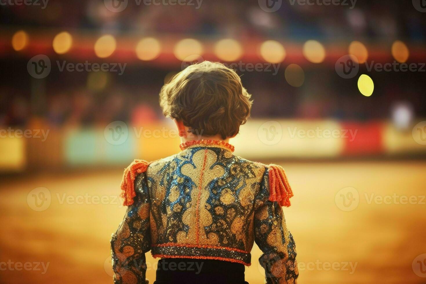 Bullfighter kid bull. Generate Ai photo