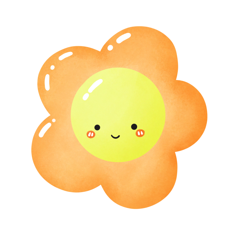 Orange cute flower in watercolor style png