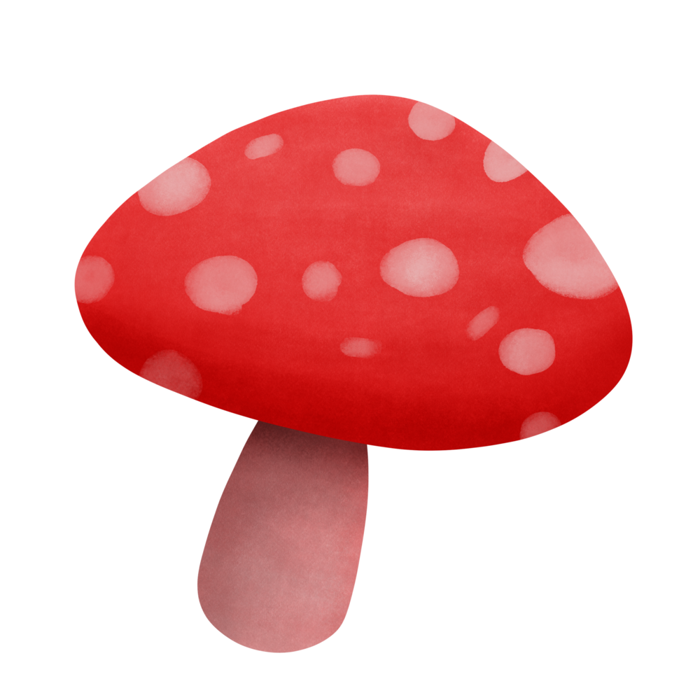 Cute red mushroom poison in watercolor style png