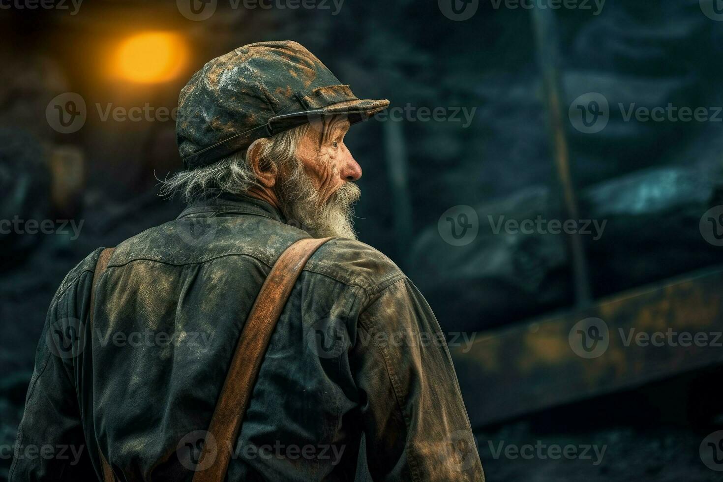 Miner senior man mine. Generate Ai photo