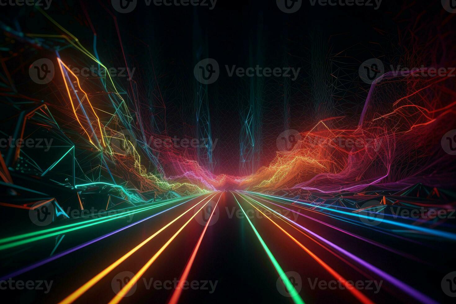 Abstract lines glowing. Generate Ai photo