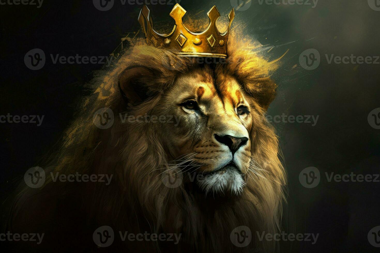 león corona rey. generar ai foto
