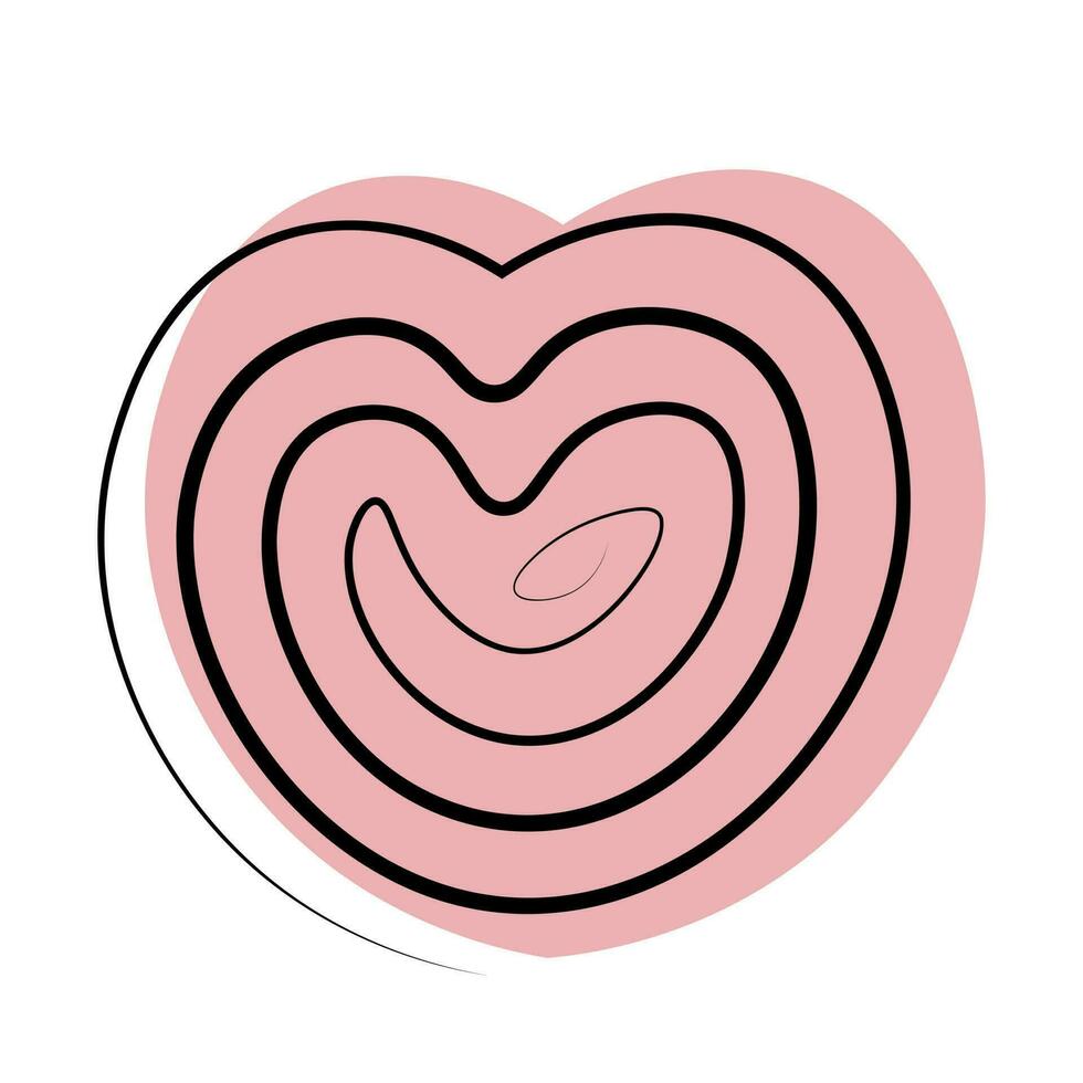 corazón en formar espiral en uno línea en color vector