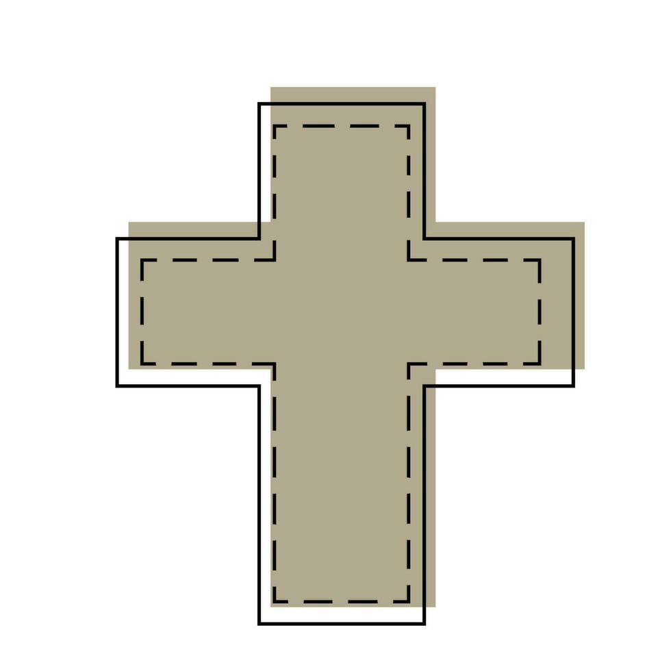 Illustration of a Christian cross with embroidery in color vector