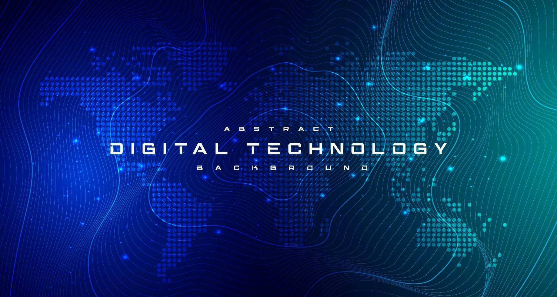 banner de tecnología digital concepto de fondo azul verde con efecto de luz de tecnología, tecnología abstracta, datos futuros de innovación, red de Internet, big data ai, conexión de puntos de líneas, vector de ilustración