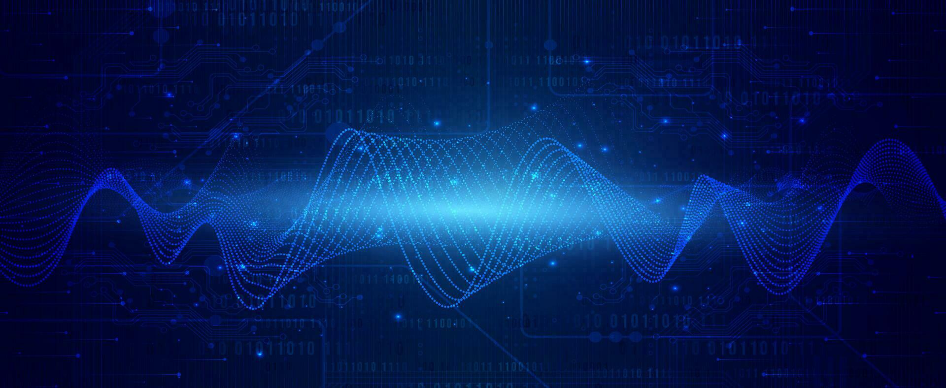 digital tecnología Ciencias bandera azul antecedentes concepto con tecnología ligero efecto, resumen tecnología, innovación futuro datos, Internet red, ai grande datos, líneas puntos conexión, ilustración vector