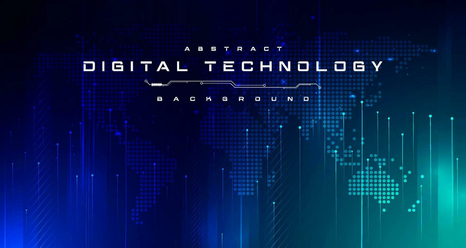 Digital technology banner green blue background concept with technology light effect, abstract tech, innovation future data, internet network, Ai big data, lines dots connection, illustration vector