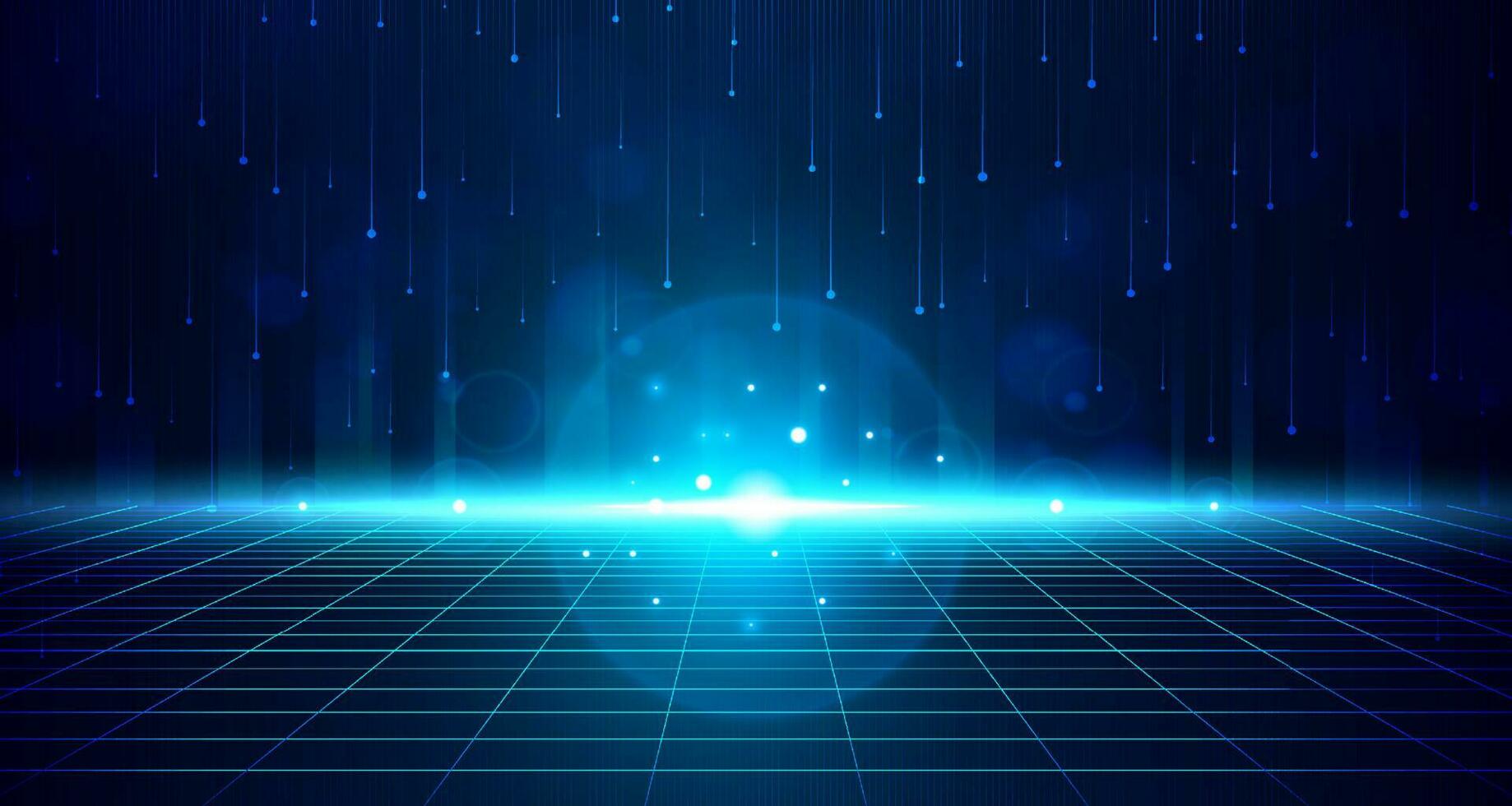 Digital technology speed connect blue green background, cyber nano