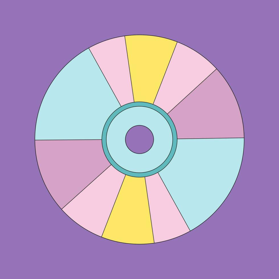Laser disk or compact CD disk is an old medium to store information on retro computers. Vector cartoon illustration