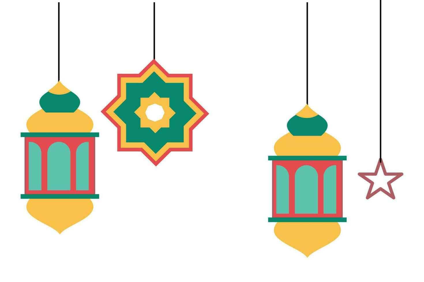 Ramadán kareem saludo tarjeta con colgando linternas musulmán ornamento. eso lata además ser usado para saludo tarjetas para eid al adha, eid al fitr, y otro musulmán fiesta celebraciones vector