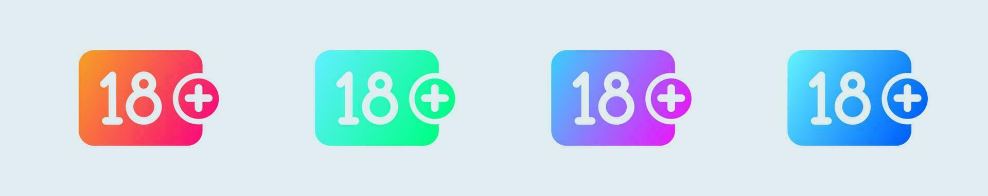 Age restriction solid icon in gradient colors. Adult signs vector illustration.