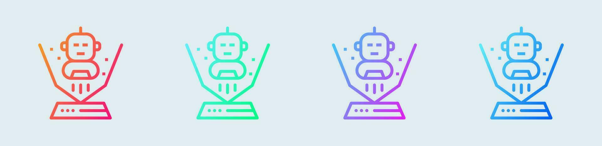 Hologram line icon in gradient colors. Technology signs vector illustration.