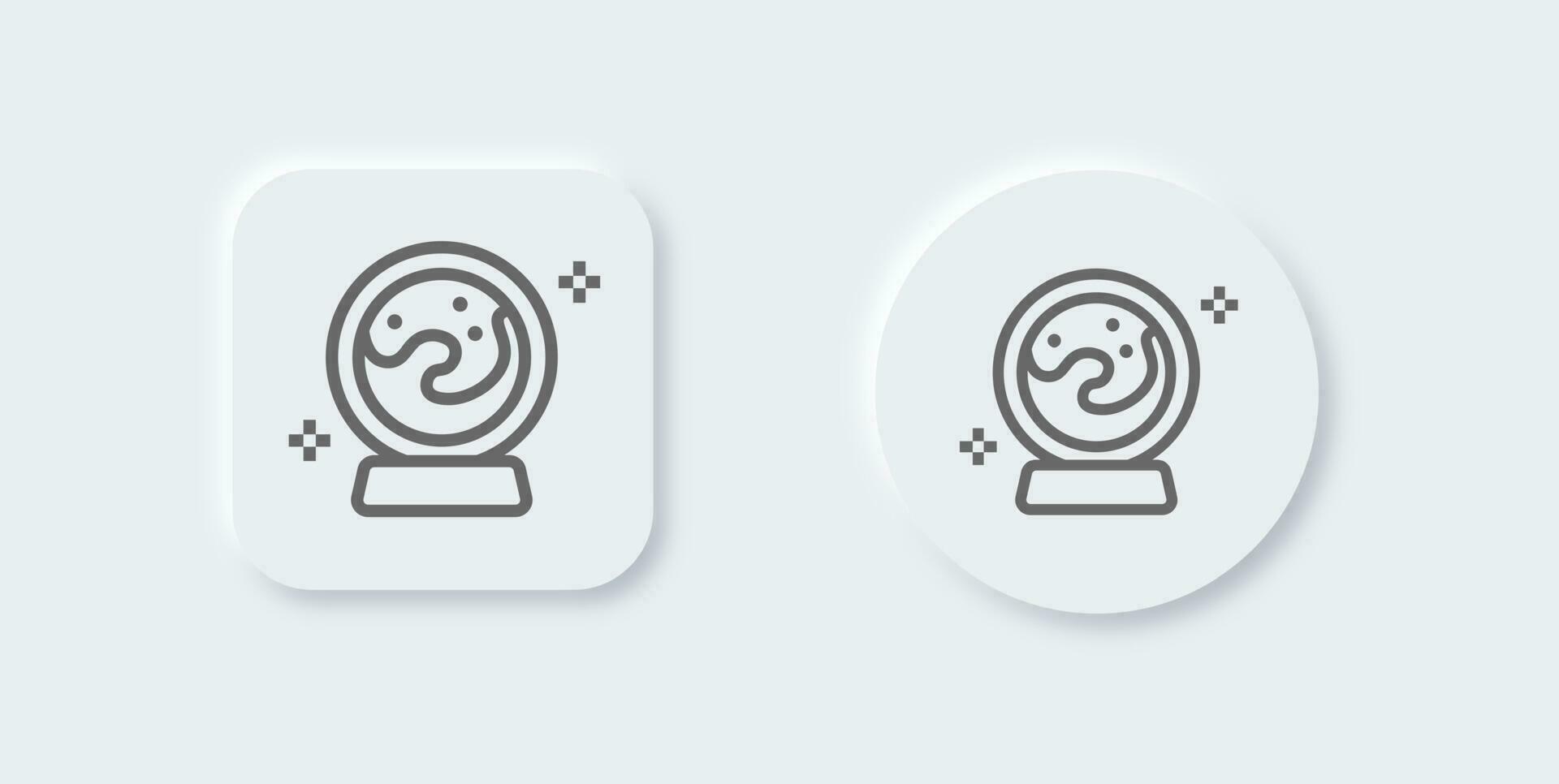 Crystal ball line icon in neomorphic design style. Magic sphere signs vector illustration.