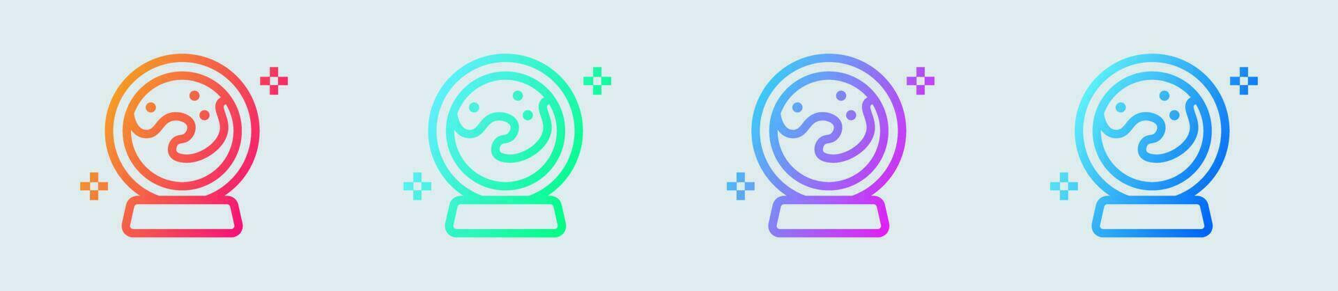 Crystal ball line icon in gradient colors. Magic sphere signs vector illustration.