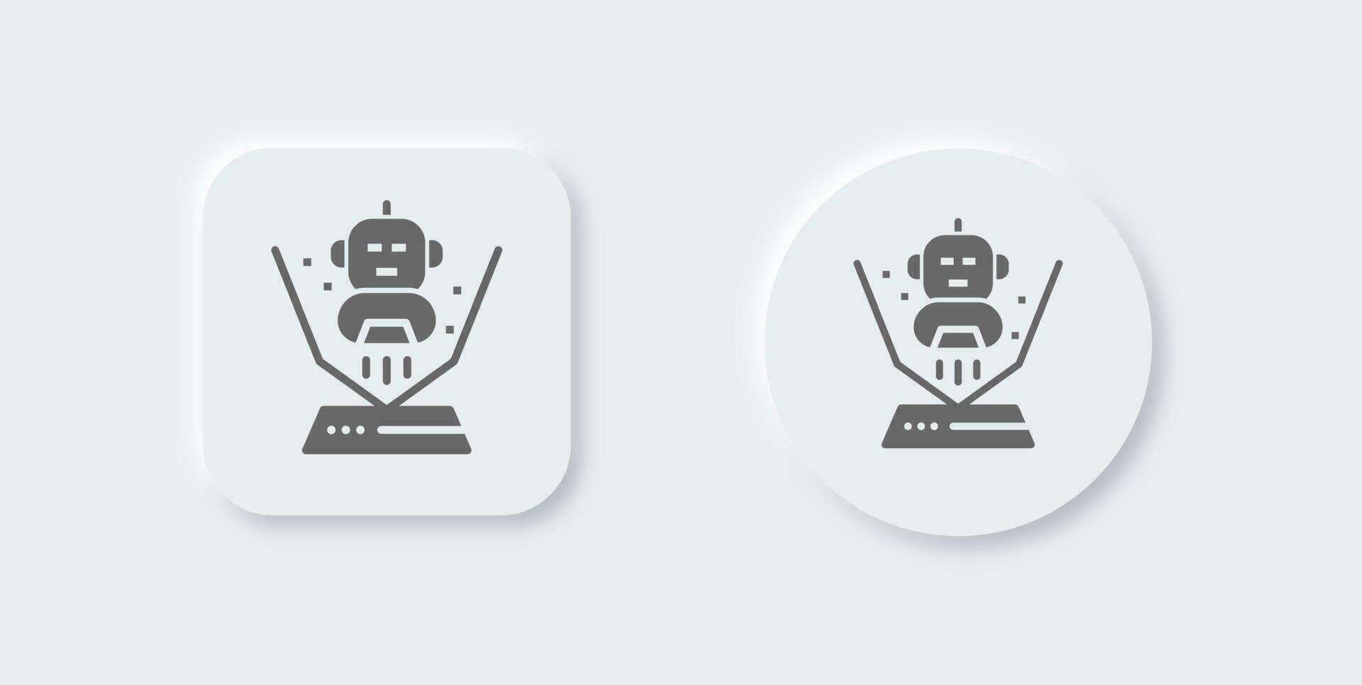 Hologram solid icon in neomorphic design style. Technology signs vector illustration.