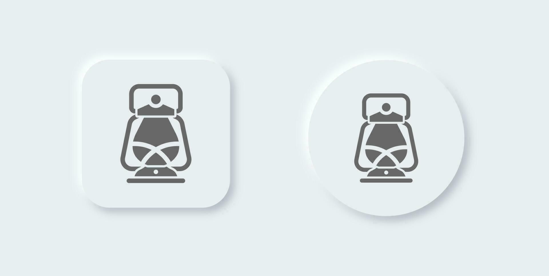 Oil lamp solid icon in neomorphic design style. Lantern signs vector illustration.