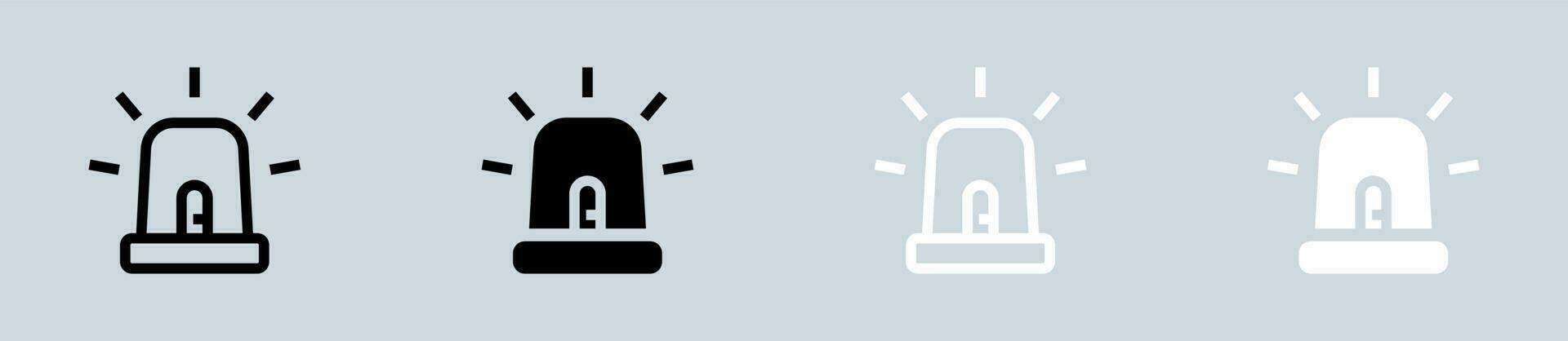 Flasher light icon set in black and white. Emergency signs vector illustration.