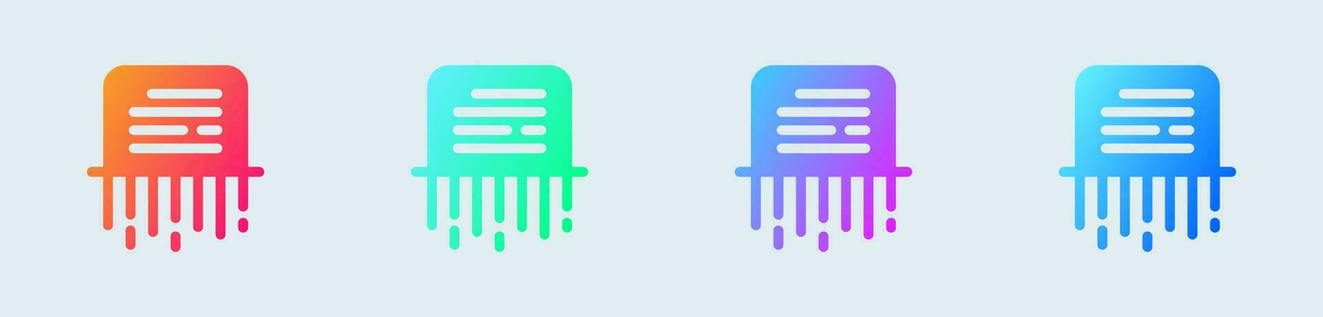 Paper shredder solid icon in gradient colors. Delete signs vector illustration.