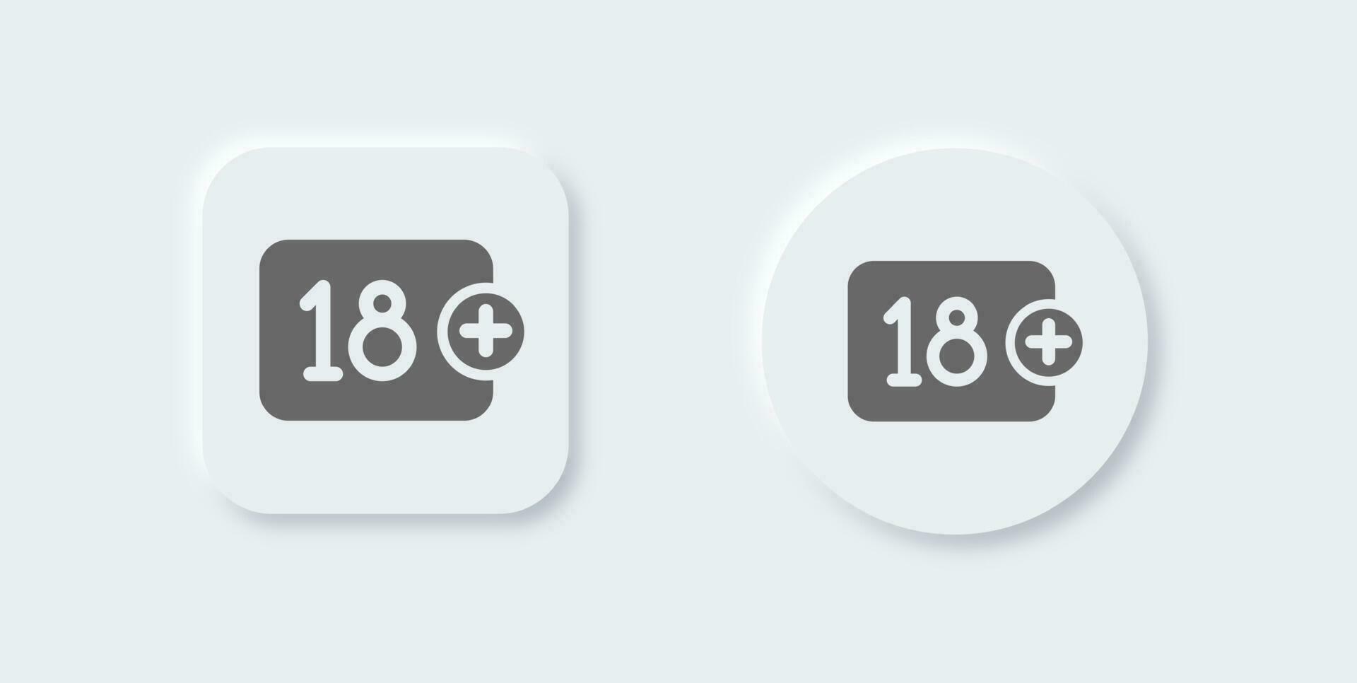 Age restriction solid icon in neomorphic design style. Adult signs vector illustration.