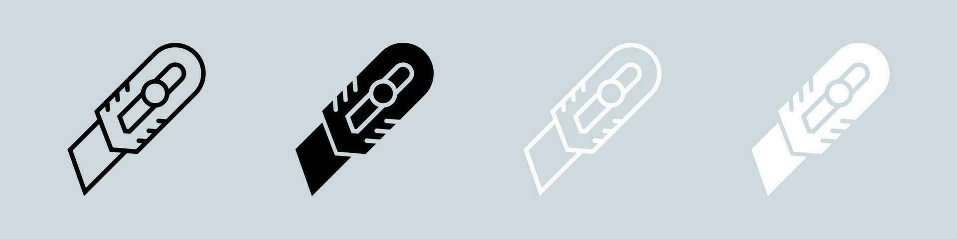 cortador icono conjunto en negro y blanco. herramienta señales vector ilustración.