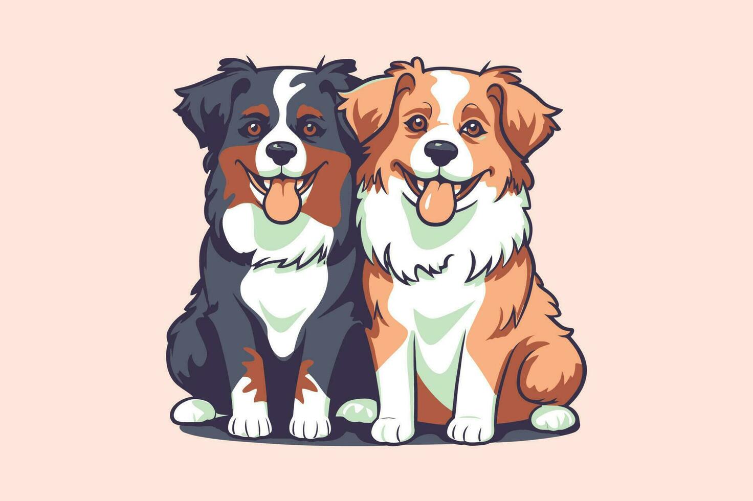 Happy Dog Family Couple Creative Unique Mascot Logo Tshirt Sublimation Vector Design Template