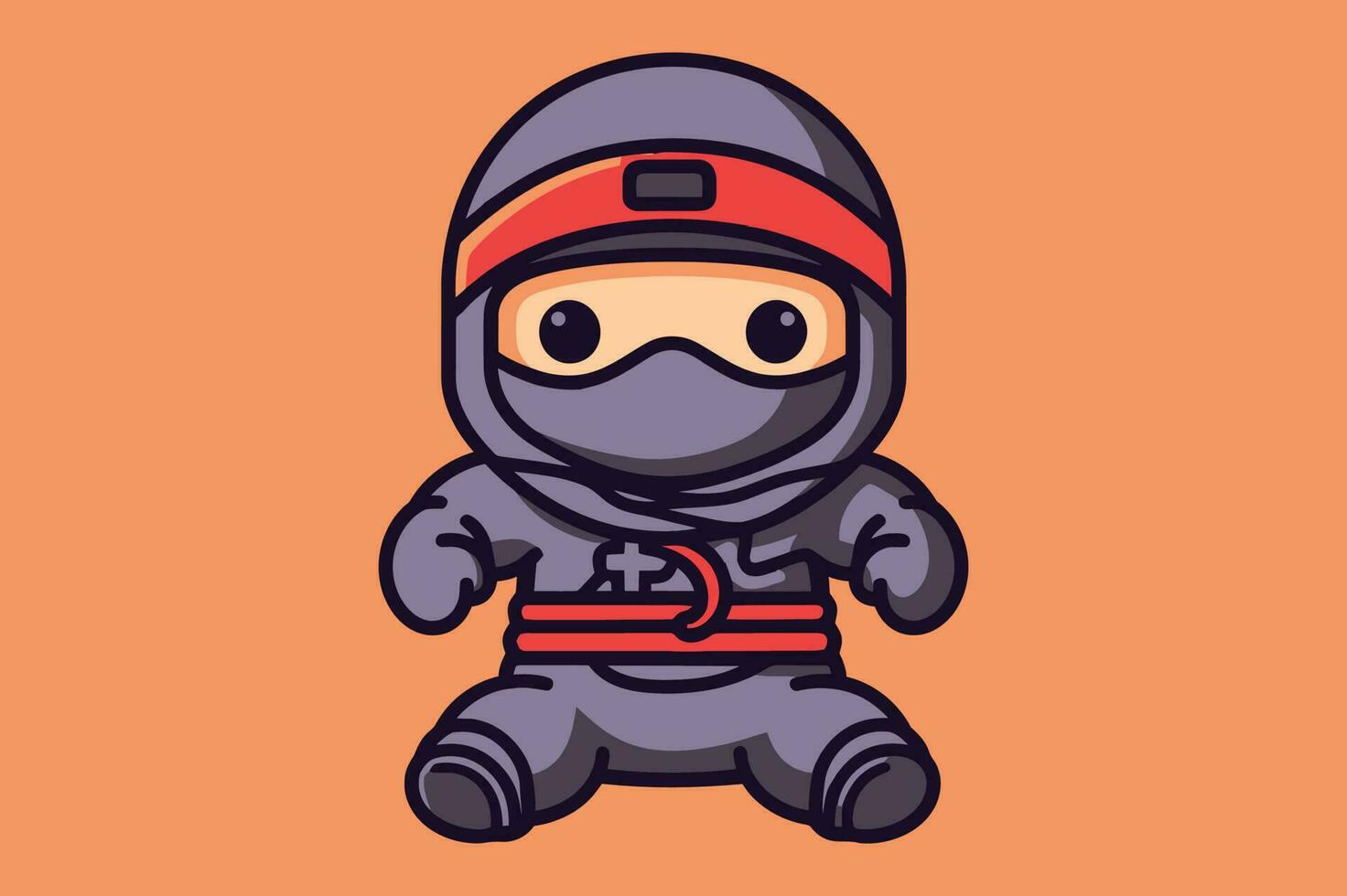 pequeño ninja dibujos animados personaje creativo único mascota logo camiseta sublimación vector diseño modelo