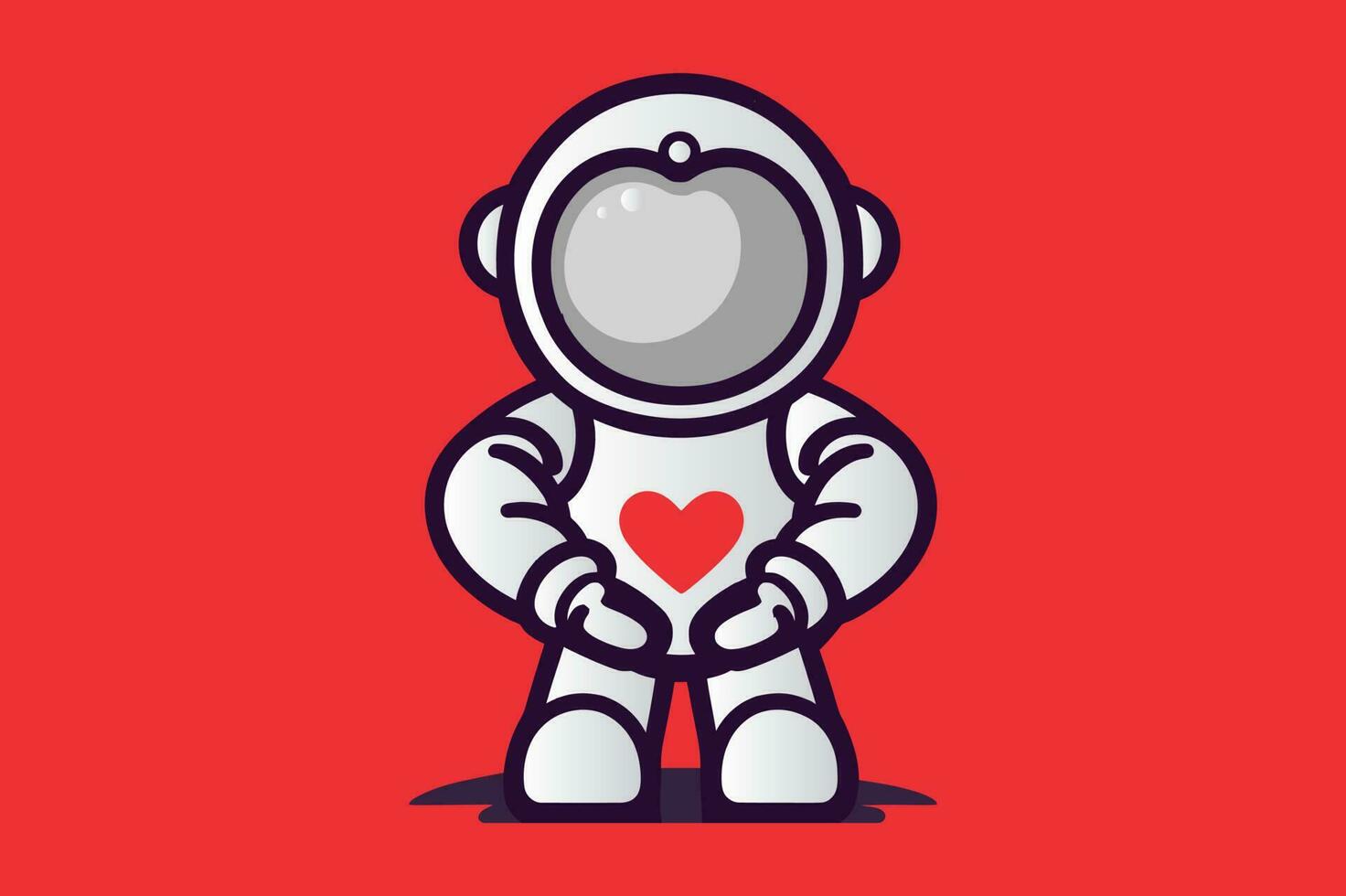 Space Astronaut cartoon alien with a Heart balloon Mascot Logo Vector Sublimation Design