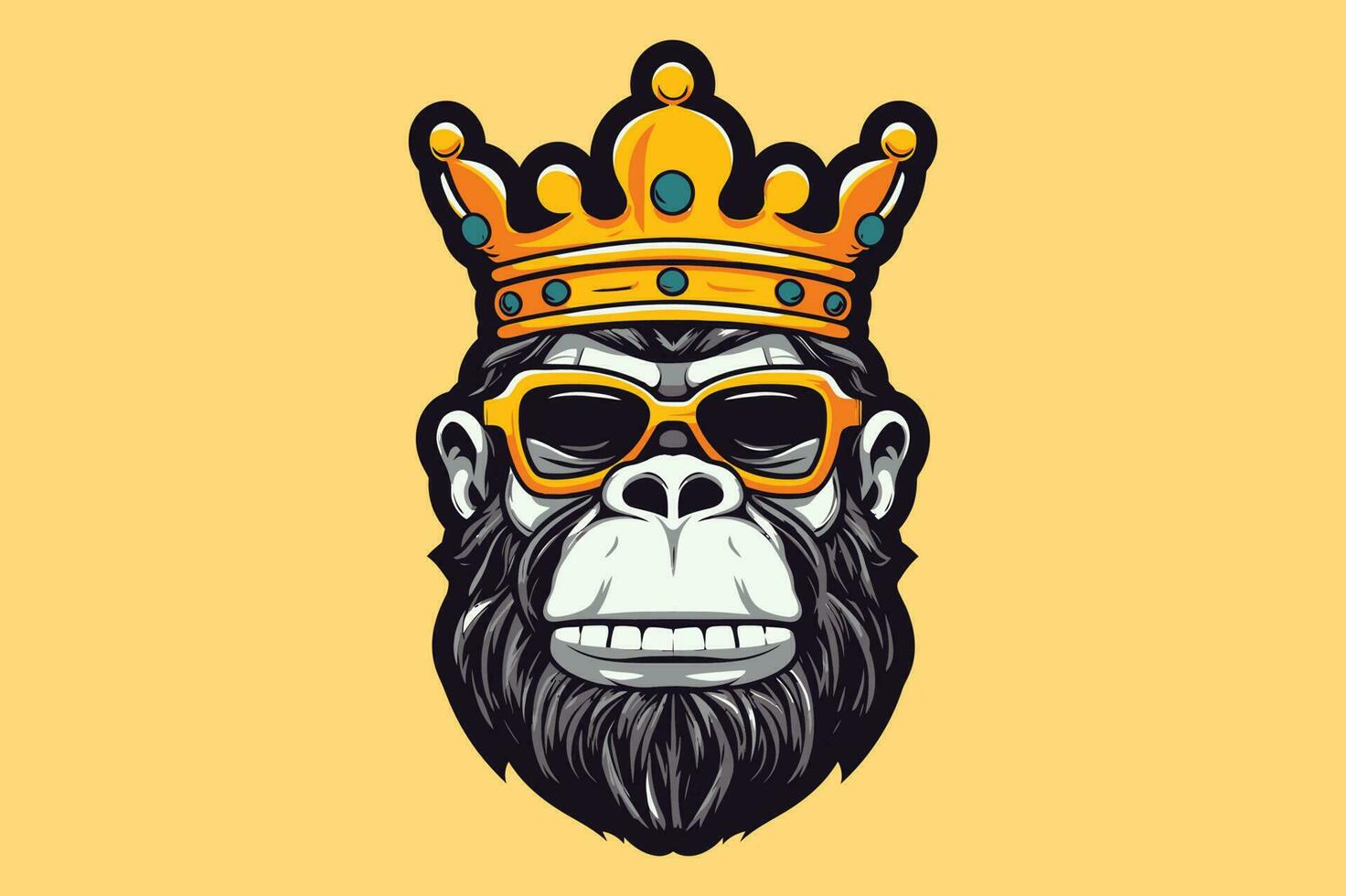 King Kong Monkey Strong ape with Crown on his Head Mascot Logo Vector Sublimation Design