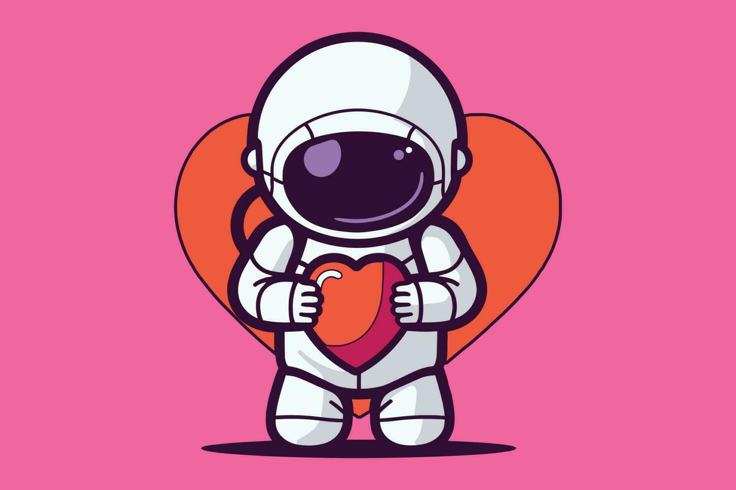 espacio astronauta dibujos animados extraterrestre con un corazón globo mascota logo vector sublimación diseño