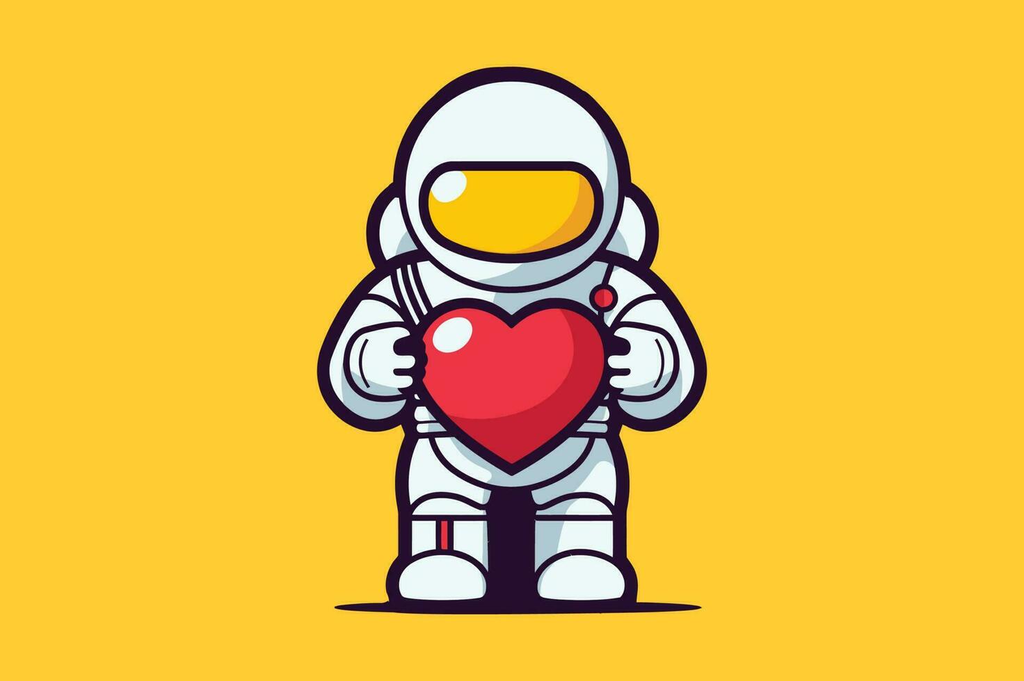 Space Astronaut cartoon alien with a Heart balloon Mascot Logo Vector Sublimation Design