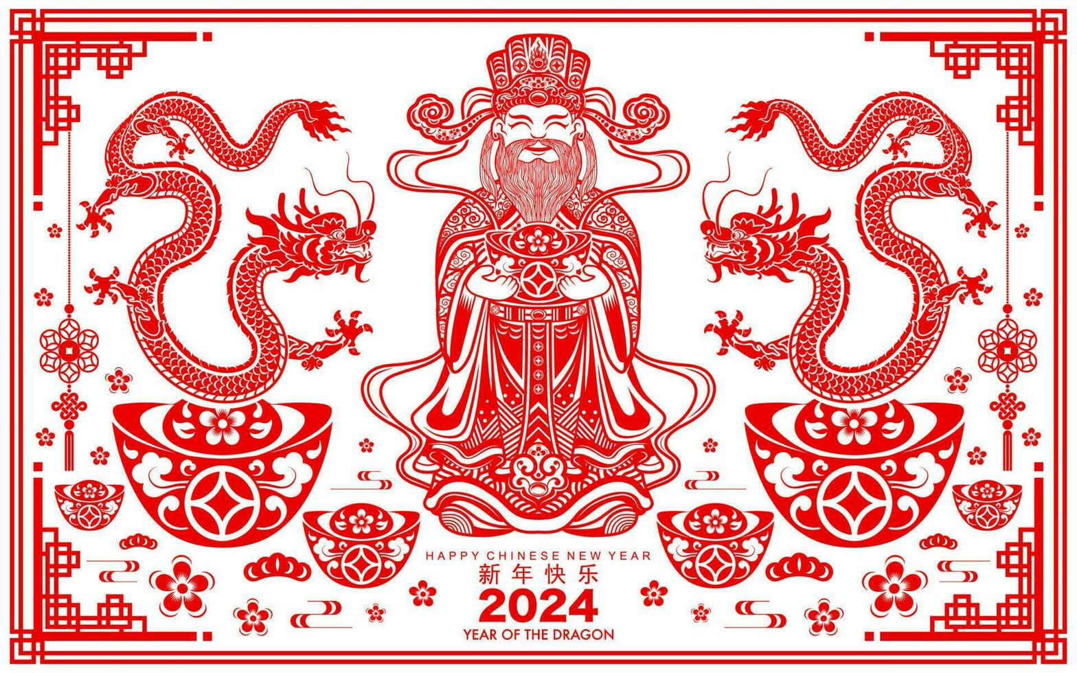 Happy chinese new year 2024 the dragon zodiac sign vector