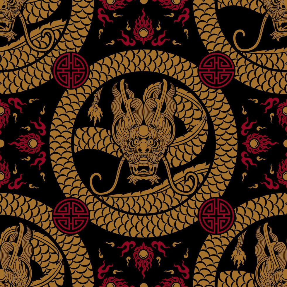 Seamless pattern happy chinese new year 2024 the dragon zodiac sign with asian elements paper cut style on color background. vector