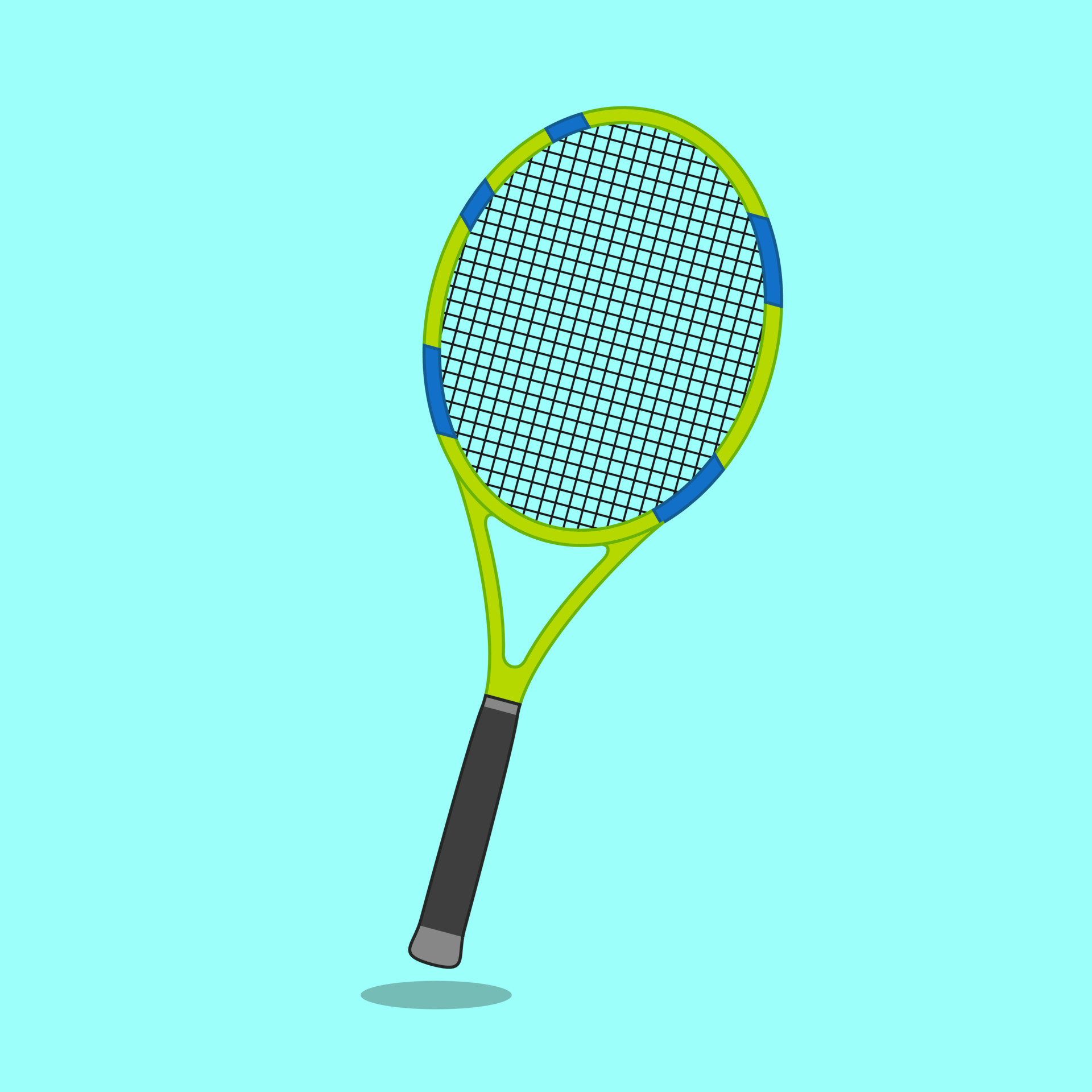 Tennis racket flat design with shadow. 24134273 Vector Art at Vecteezy