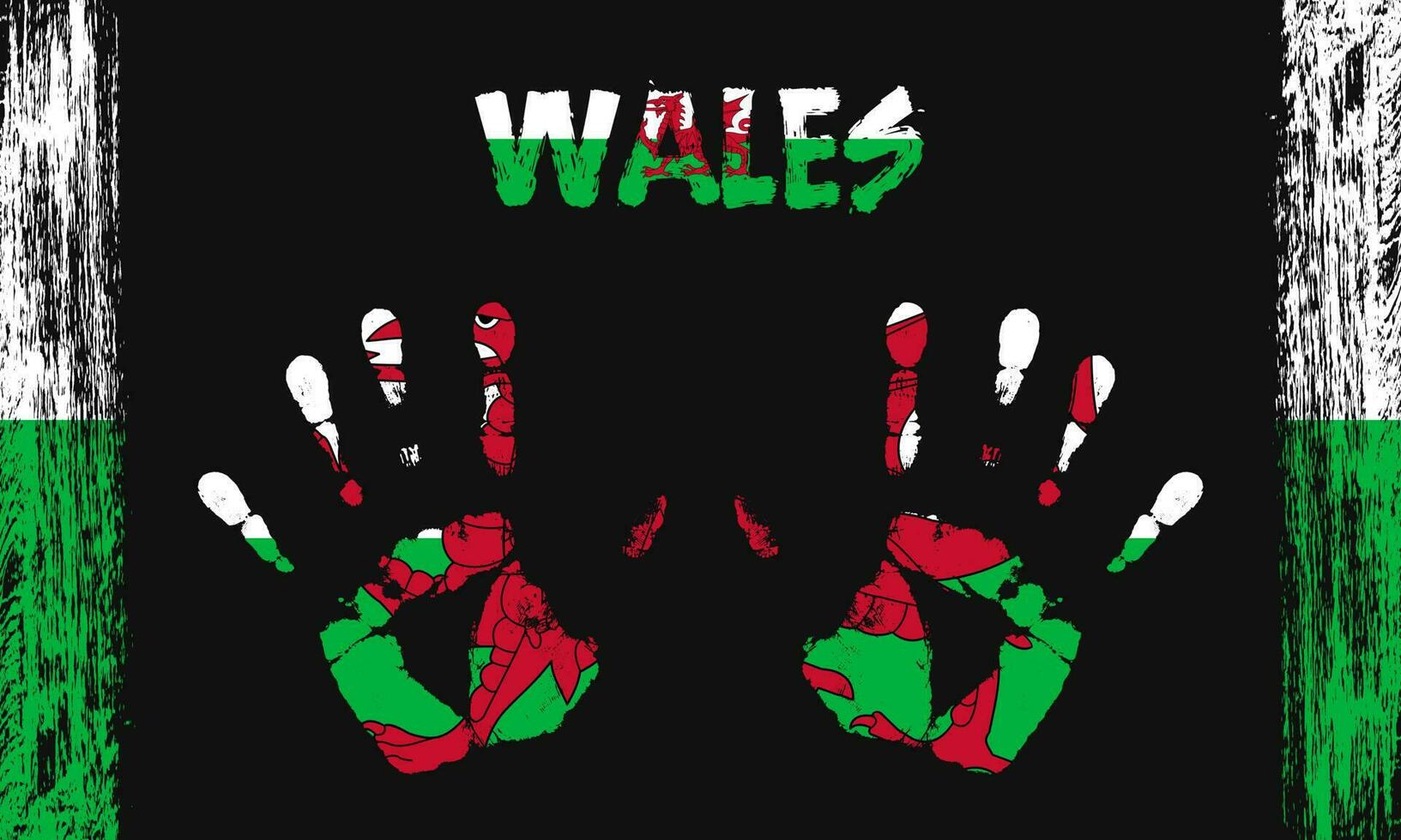 Vector flag of Wales with a palm