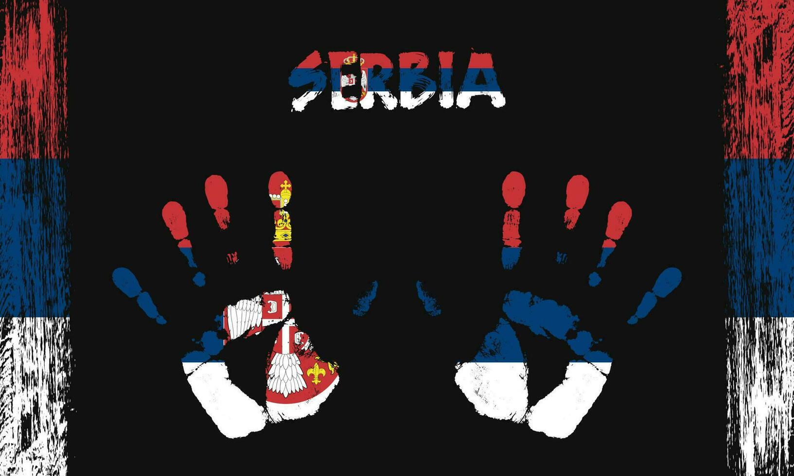 Vector flag of Serbia with a palm