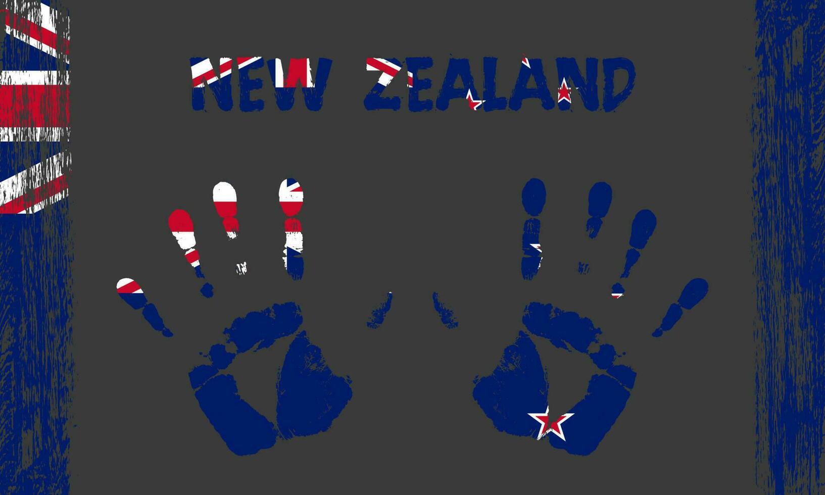 Vector flag of New Zealand with a palm