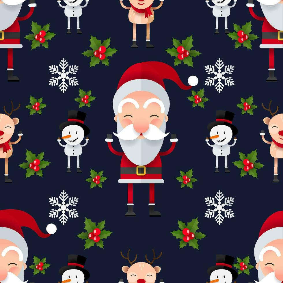 Seamless pattern happy  new year and christmas with cute character and christmas vector