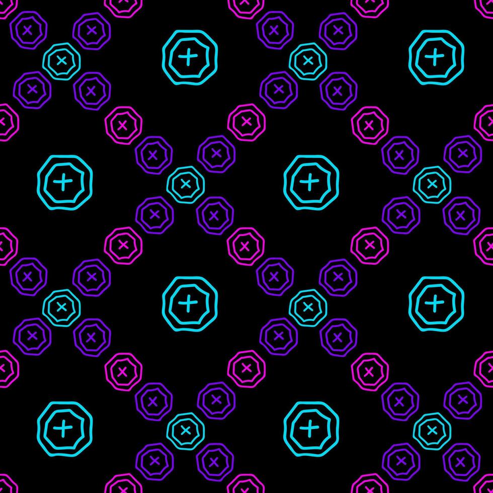 Bright neon. Hand drawn seamless pattern vector