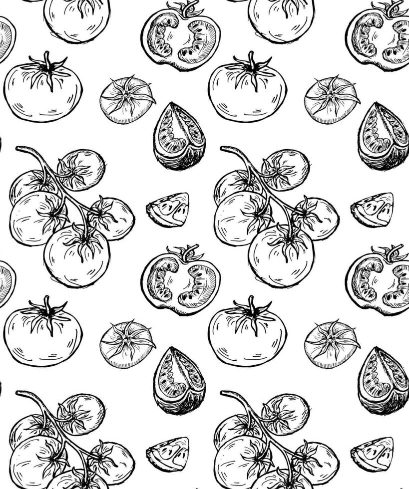Seamless pattern with different tomatoes. vector